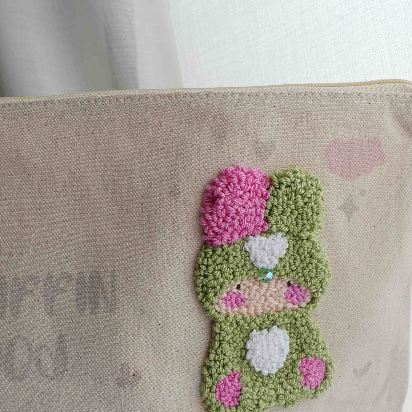 matcha strawberry fluff club pouch detail