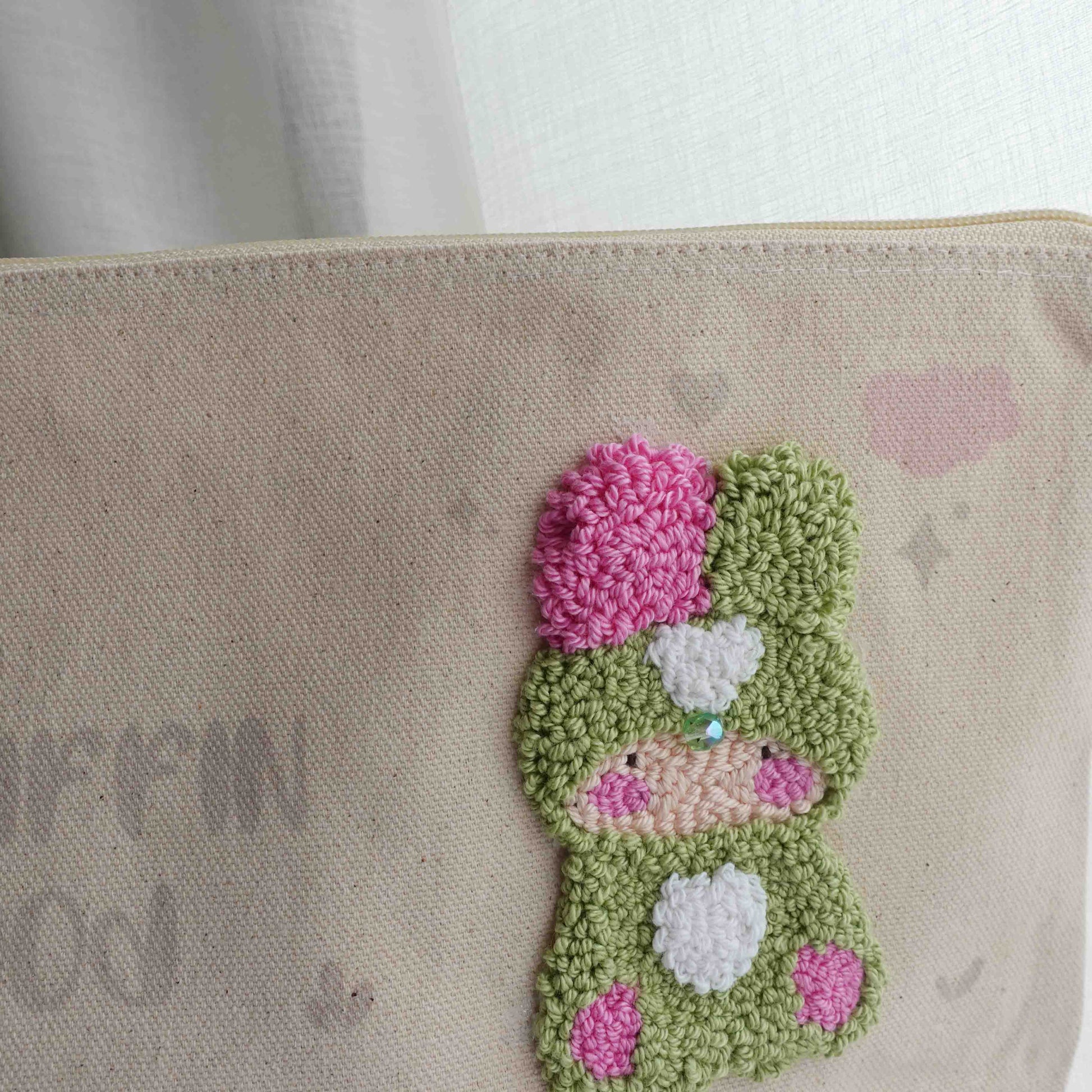 matcha strawberry fluff club pouch detail
