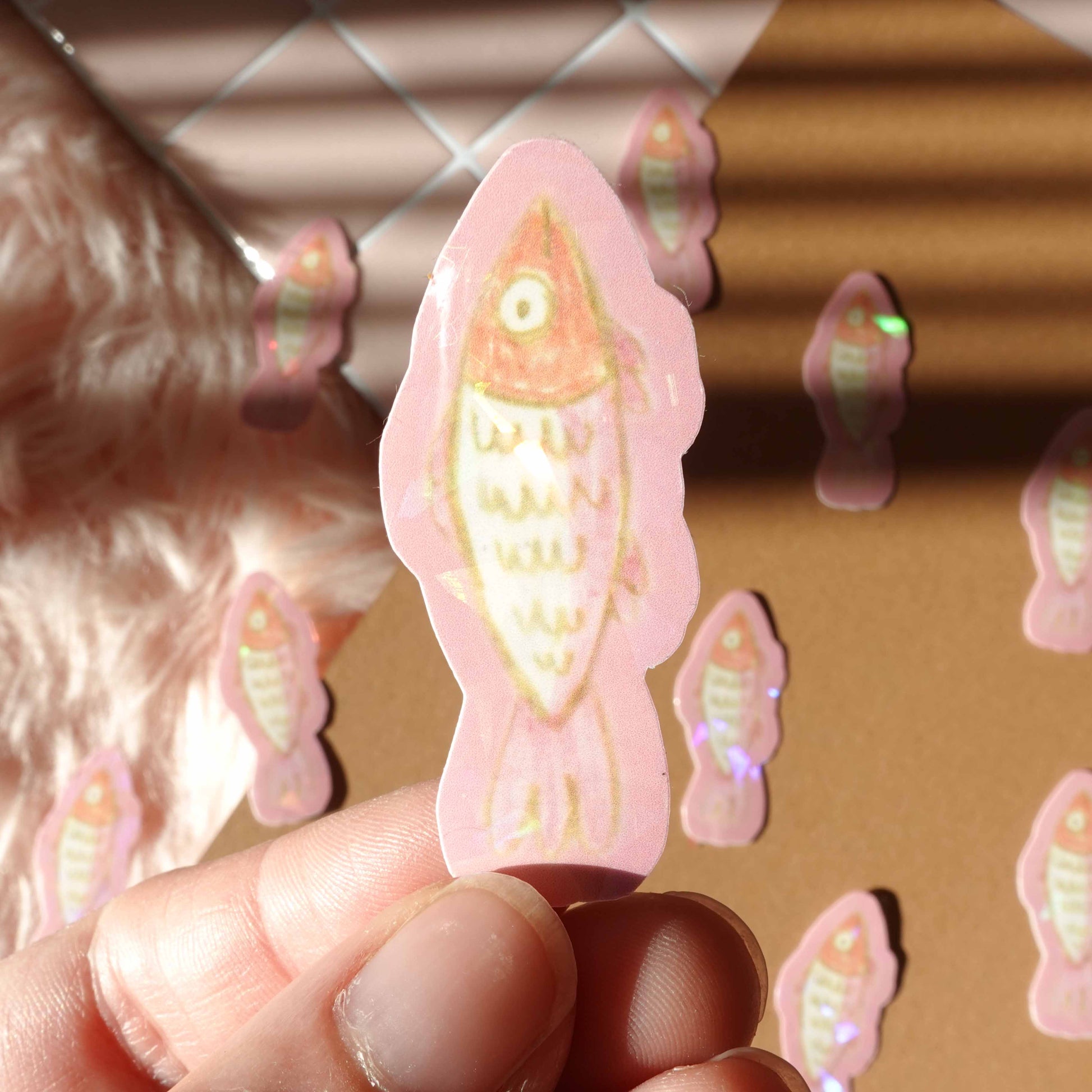 Cute sticker assortment with playful designs of a fox, pigeon, matcha bear, and fish, perfect for kids and adults alike.