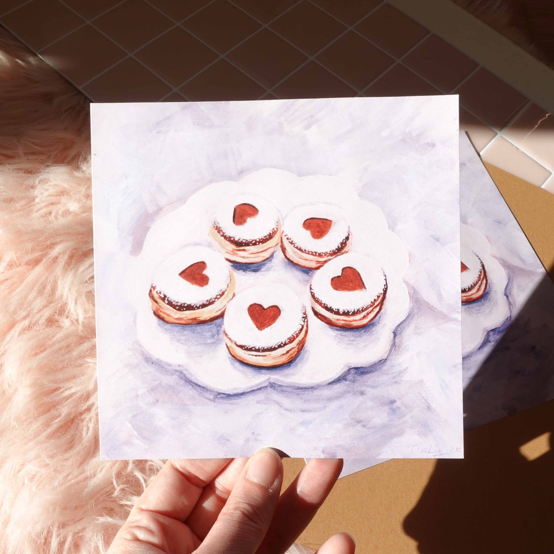 Fun donut love print featuring pastel colors, making it a delightful addition to any kitchen or snack area.