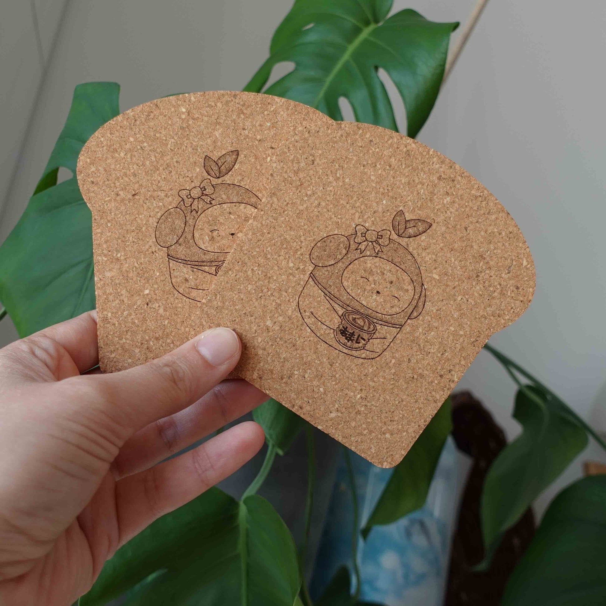 toast coaster matcha bear design kawaii