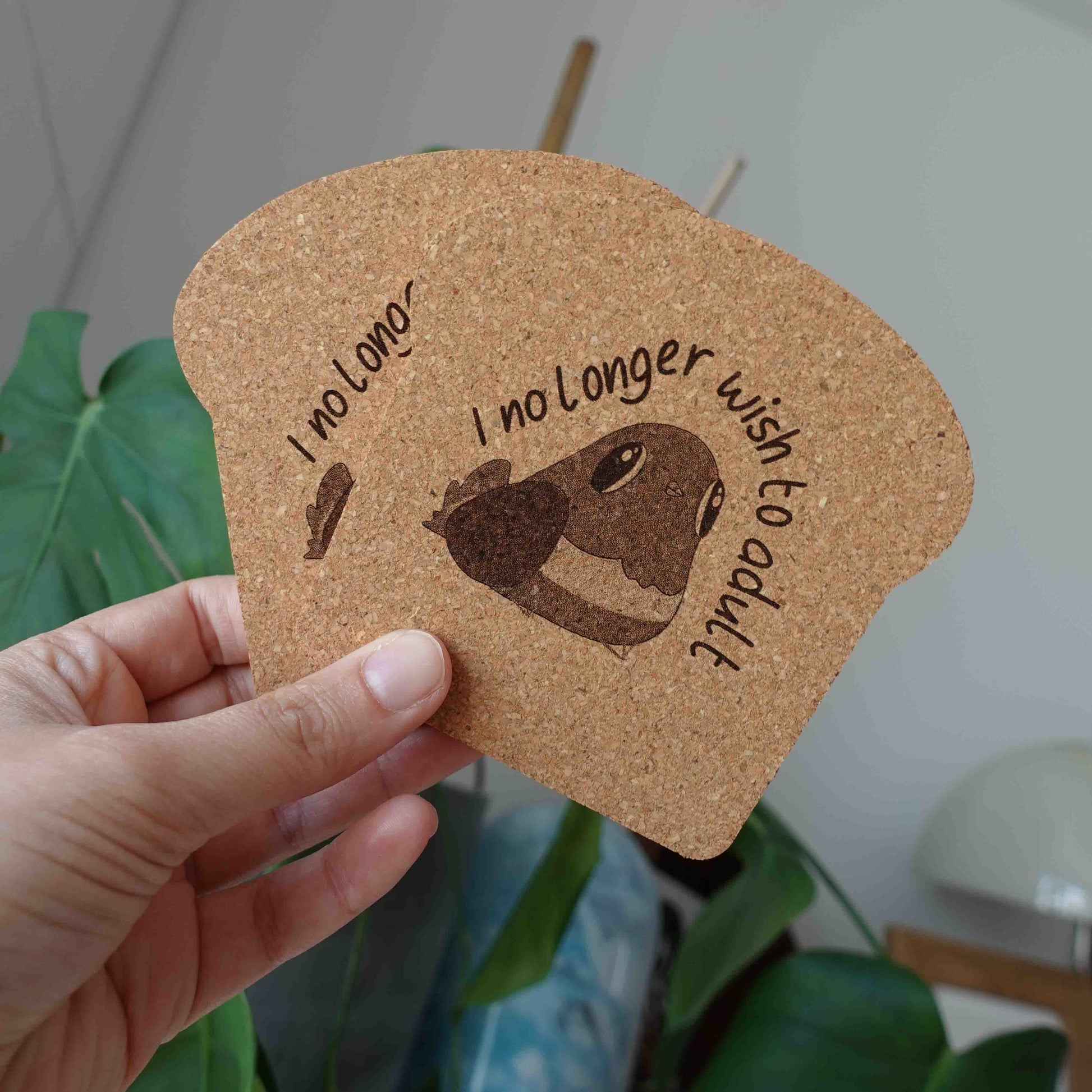 toast coaster pigeon design kawaii