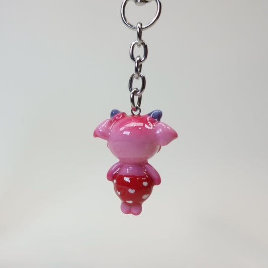 Handmade polymer clay deer keychain with glossy UV resin. A cute woodland-inspired accessory with a nostalgic feel.