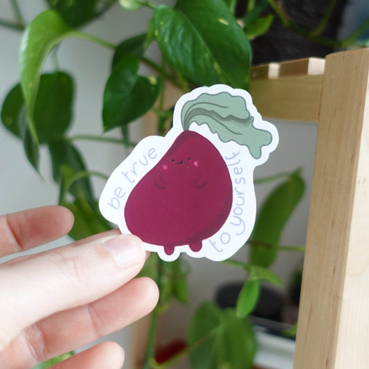 Vibrant Beetroot Sticker featuring a charming beetroot design, perfect for adding personality to laptops, water bottles, and notebooks.