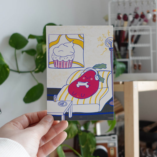 Colorful Beetroot Gamer Print featuring a vibrant beetroot character immersed in a gaming adventure, perfect for adding a playful touch to any space.