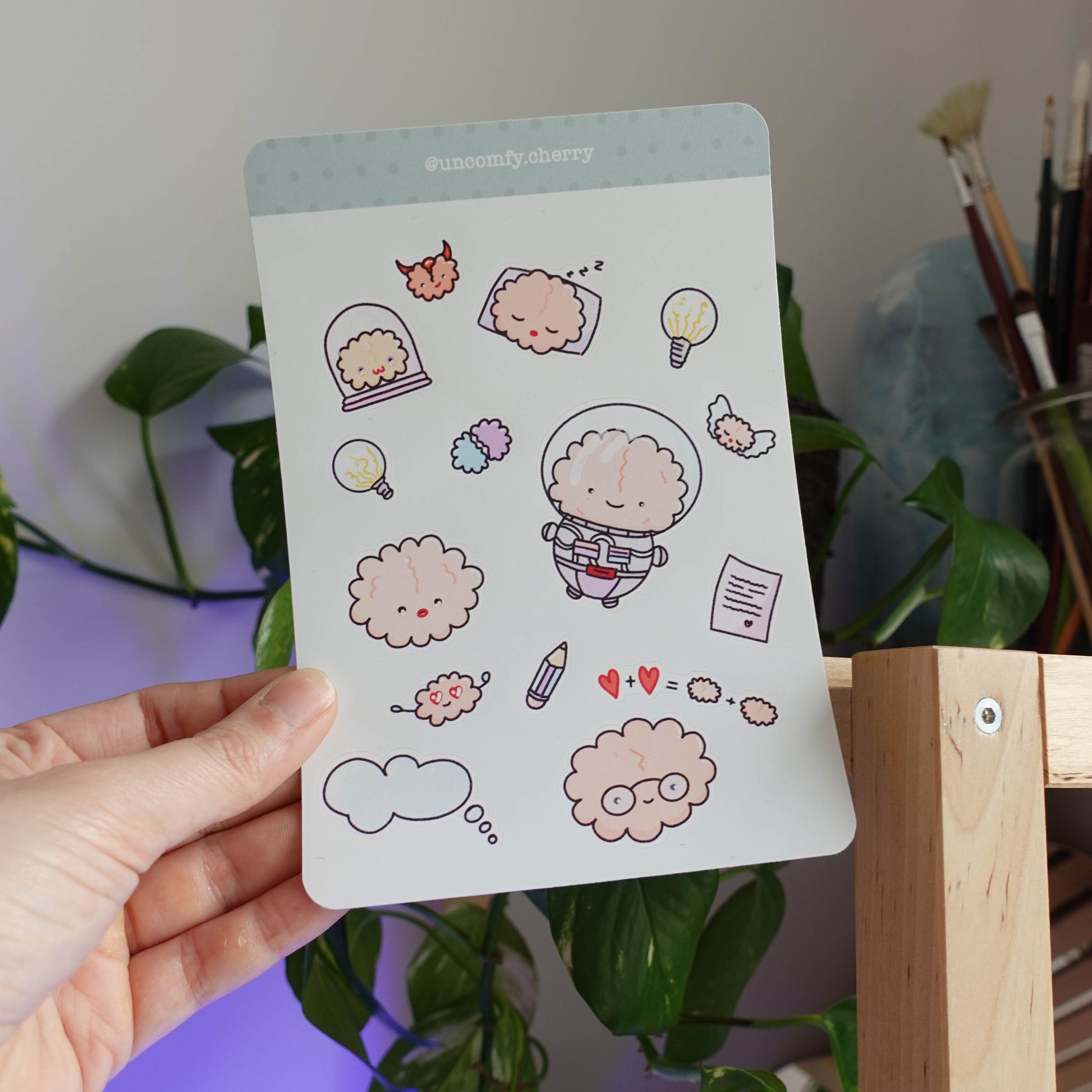 Brain Stickersheet featuring a variety of brain-themed designs, perfect for adding intellect and inspiration to laptops, notebooks, and water bottles.