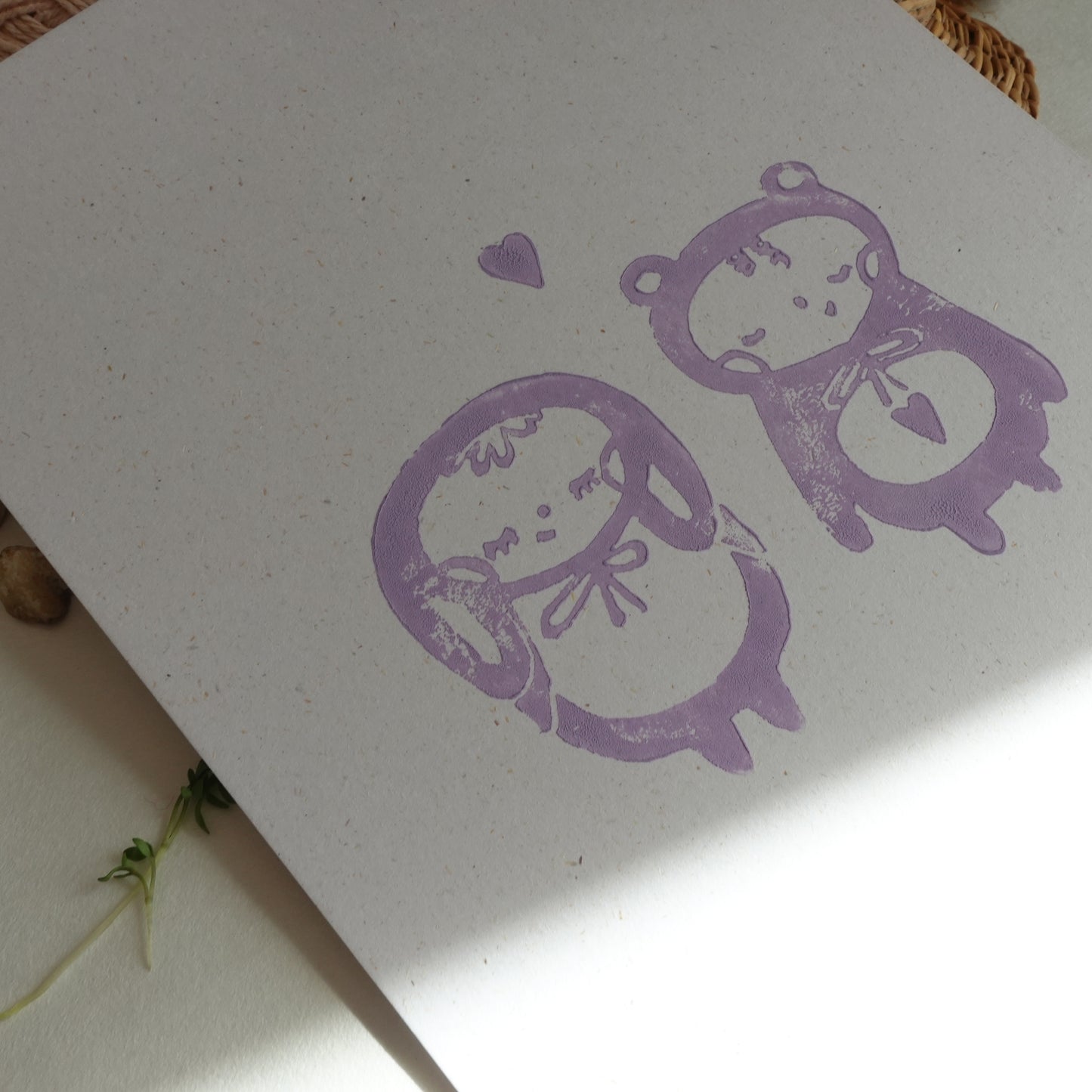 Sweet Lovers Lino Print