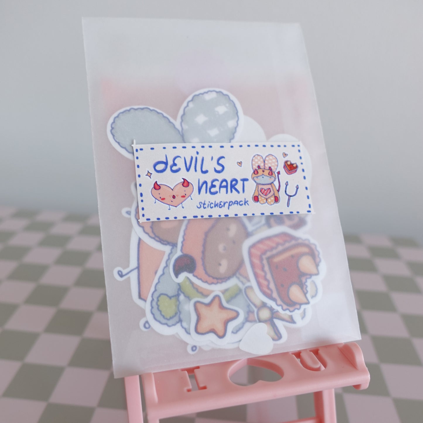 Fluff Club Devil's Heart sticker pack showcasing a variety of edgy and cute stickers with devilish and kawaii designs.