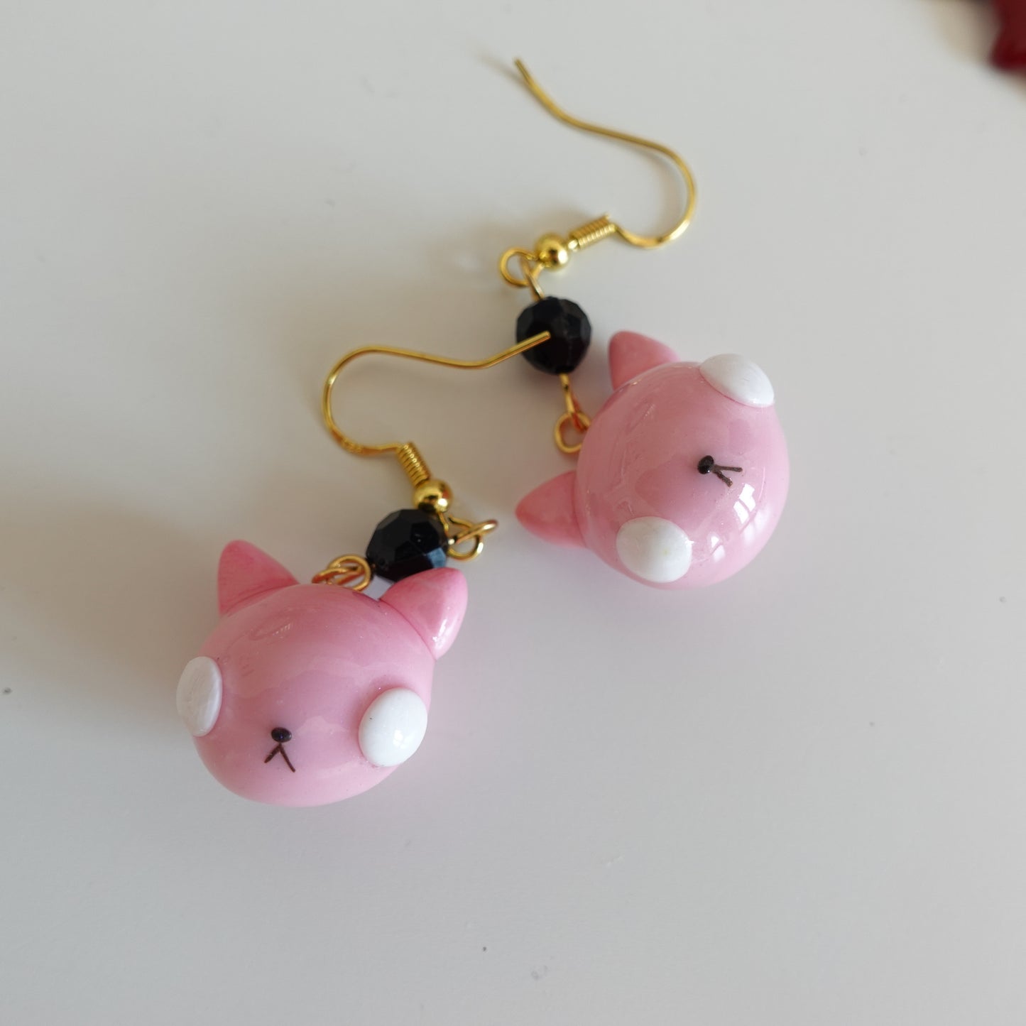 Pink Balloon Cat Earrings