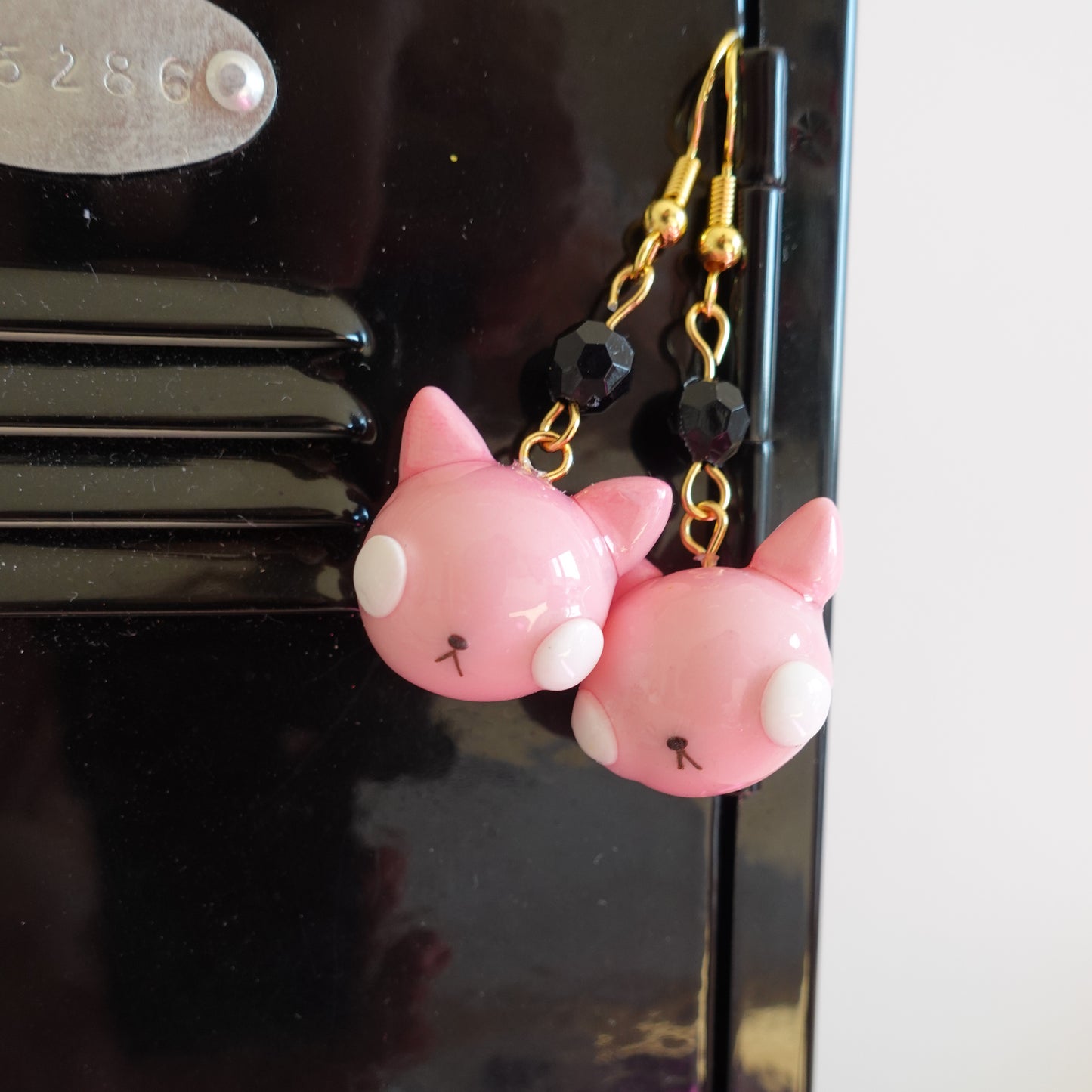 Pink Balloon Cat Earrings