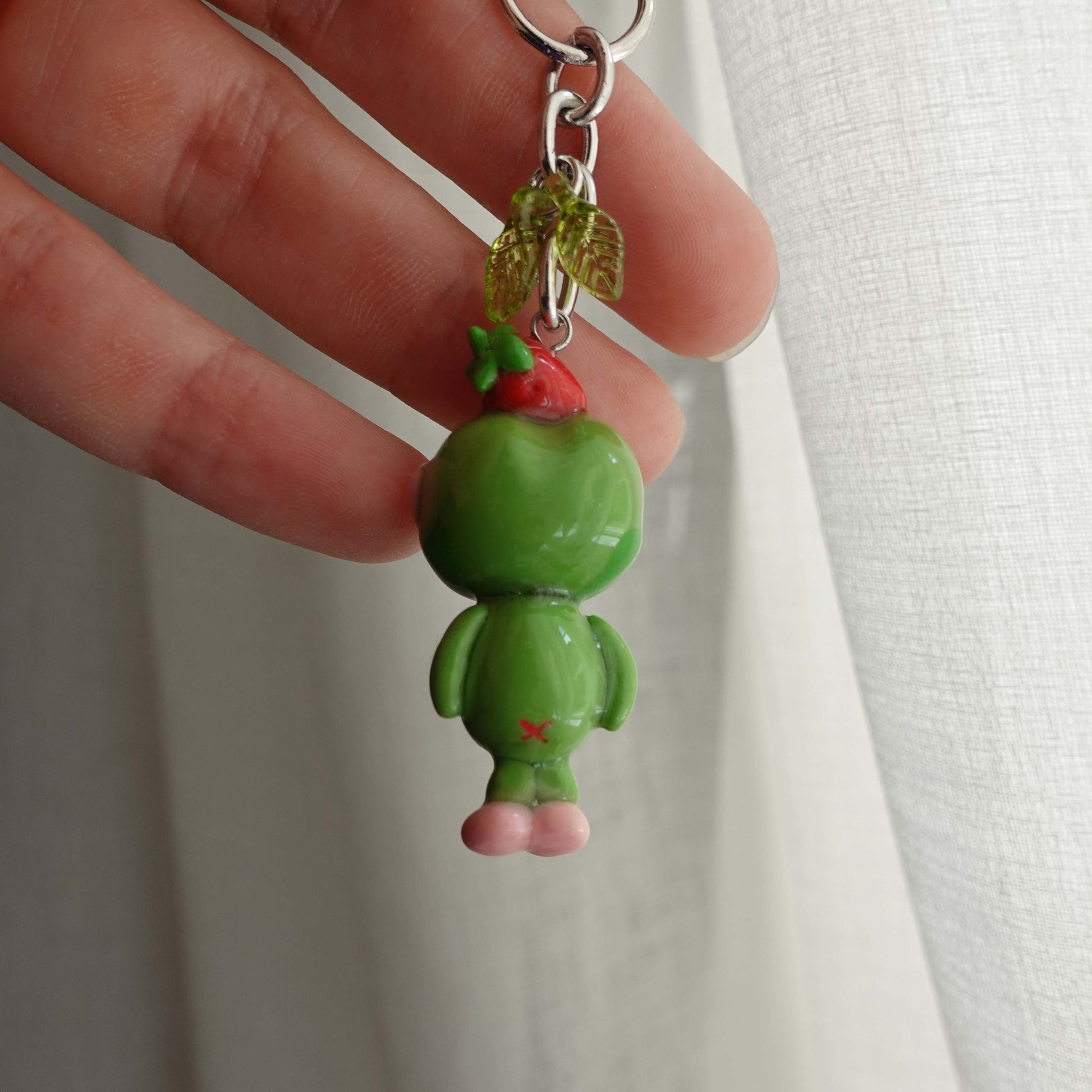 matcha frog keychain from the back