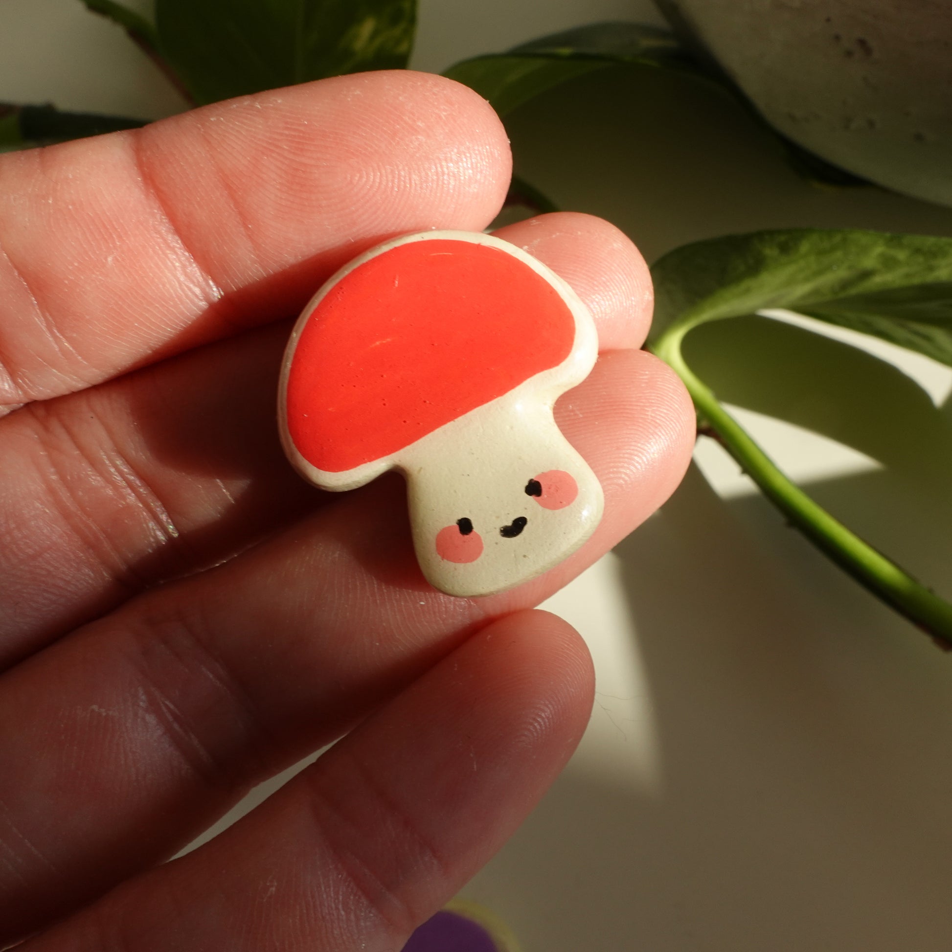 mushroom lucky charm magnets in red. clay charm resined to make them durable. perfect new years gift or present for the holidays to any kawaii lover and mushroom lover