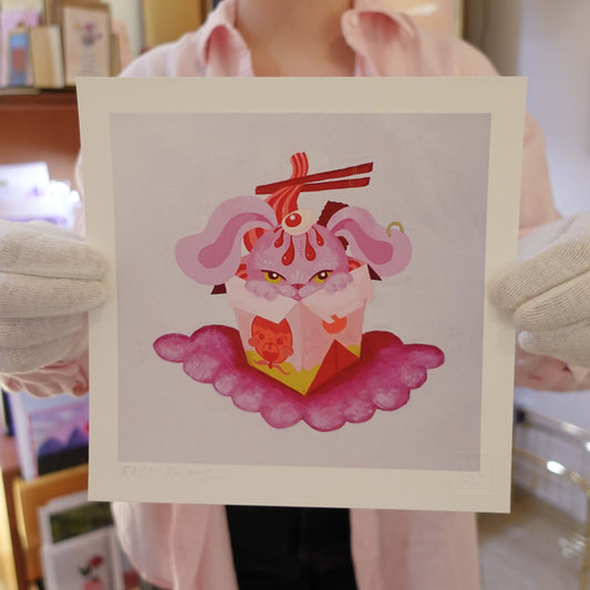Museum-quality giclée print of Daruma inspired painting with vibrant detail on fine art paper