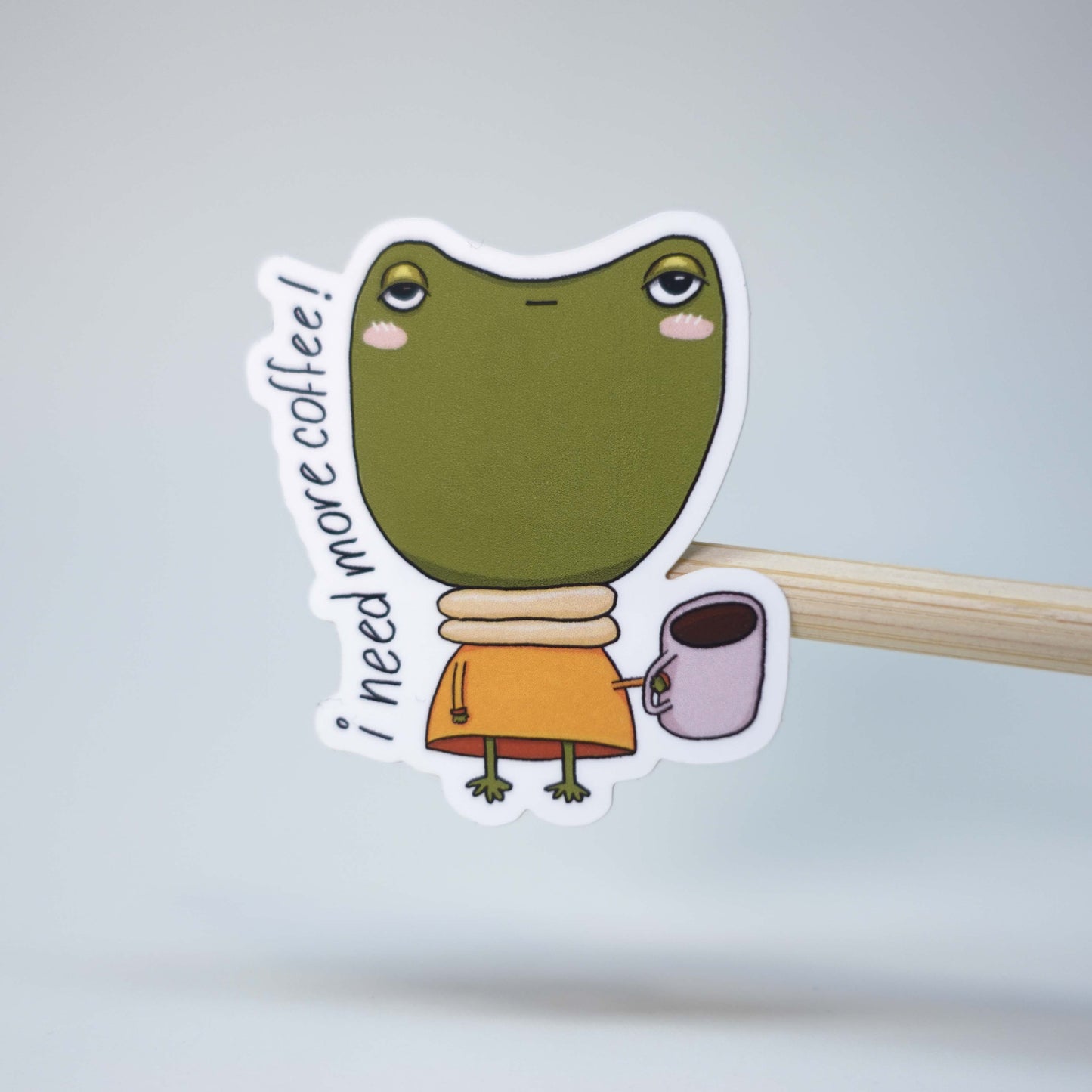 Cute pastel “Coffee Lover” vinyl sticker featuring a playful illustrated design, ideal for decorating laptops, water bottles, and notebooks.