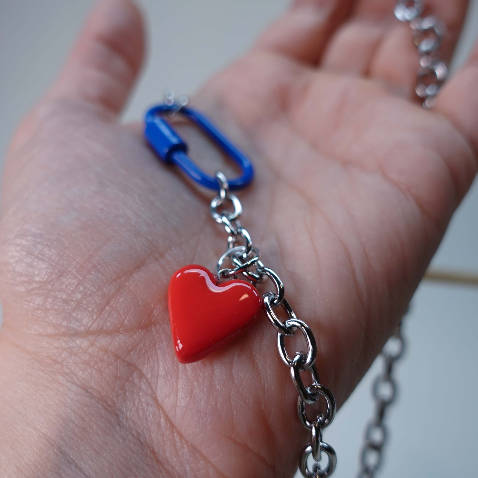detail of heart on necklace