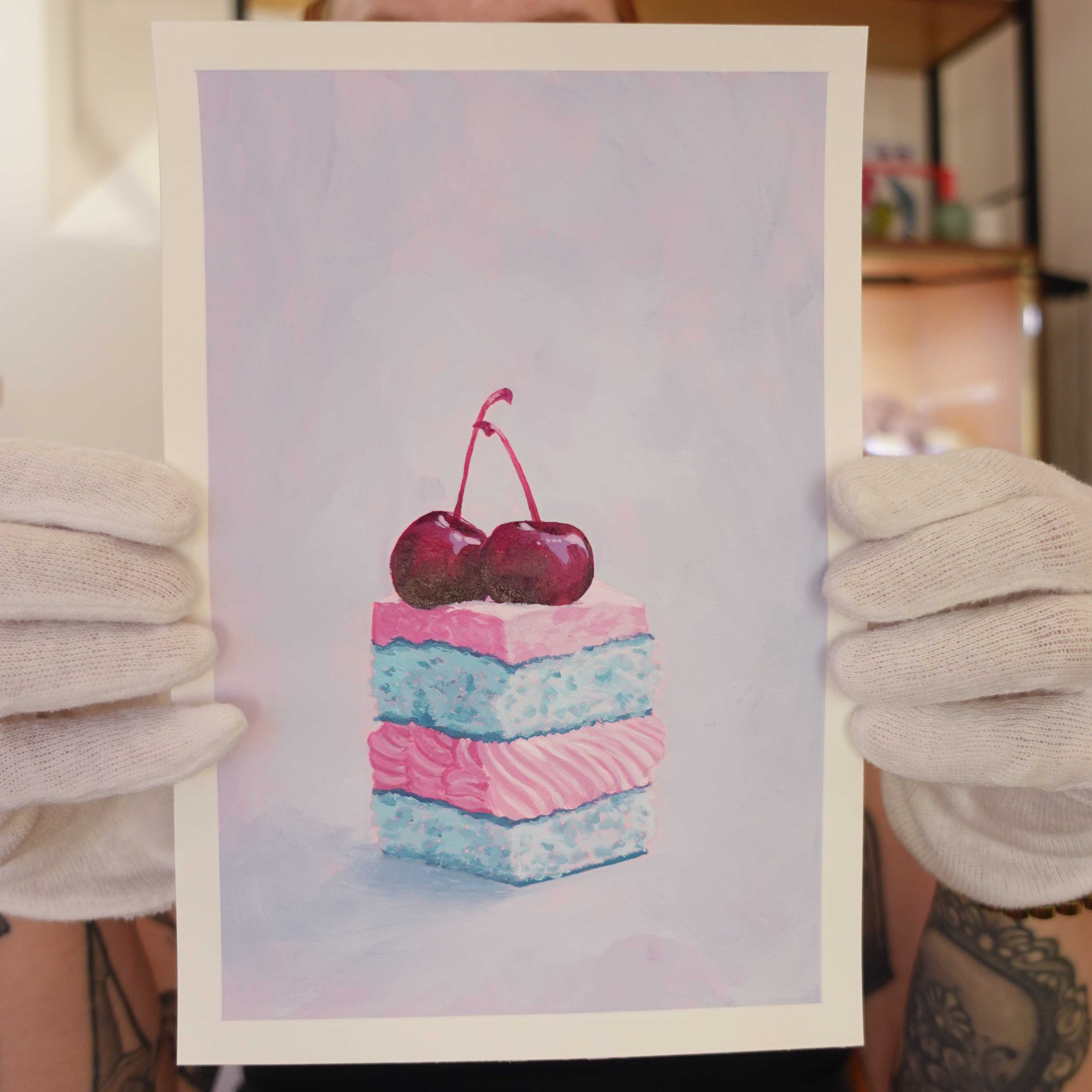 One-of-a-kind original Cherry on Top painting inspired by nostalgic summer moments.
