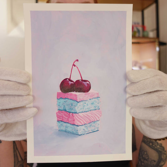One-of-a-kind original Cherry on Top painting inspired by nostalgic summer moments.