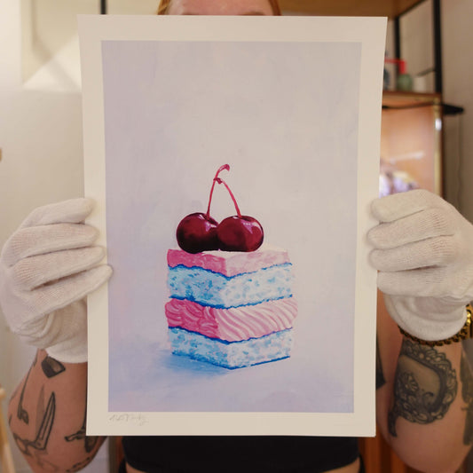 Limited edition Cherry on Top art print on Hahnemühle paper.